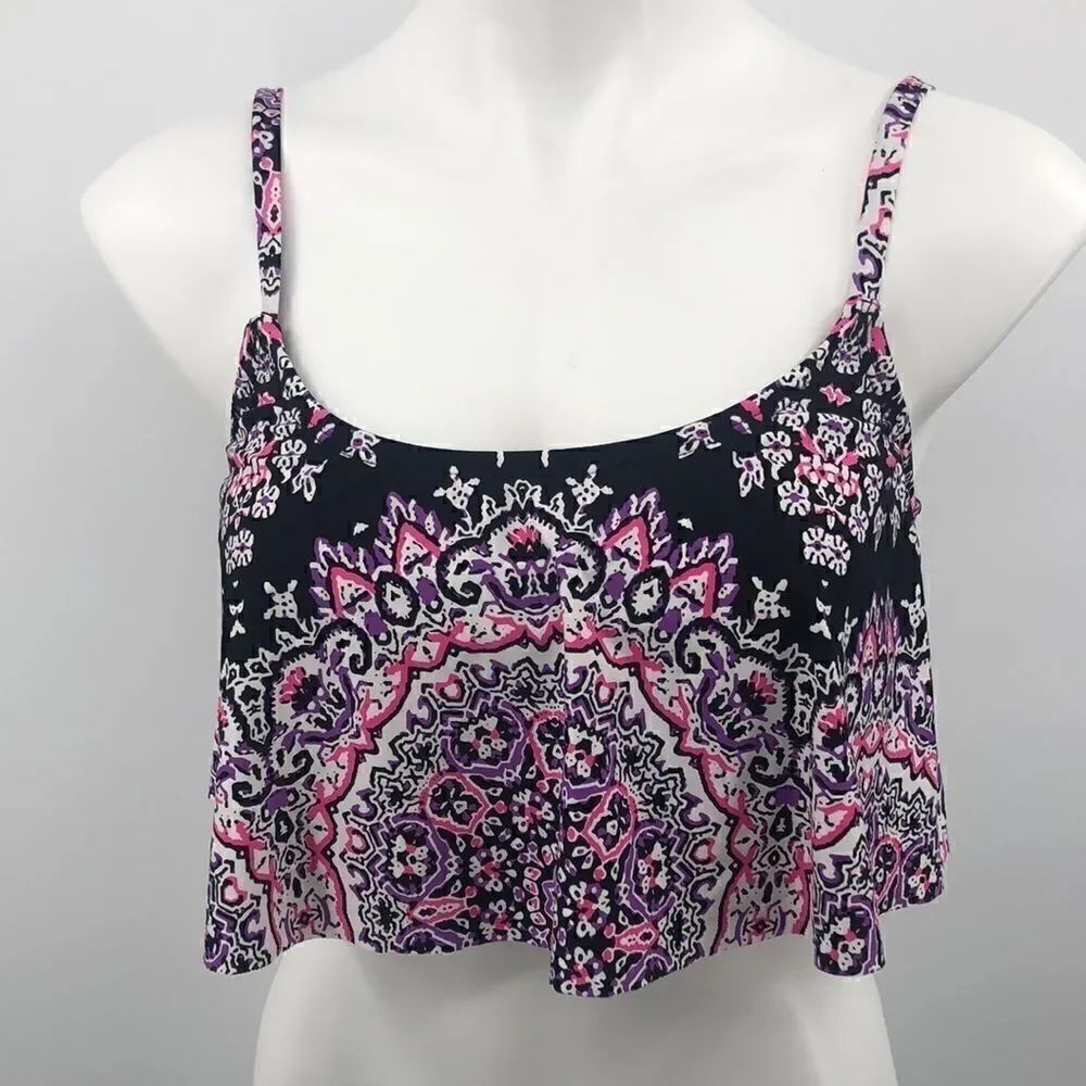 Kenneth Cole black pink mandala print bikini top swimwear